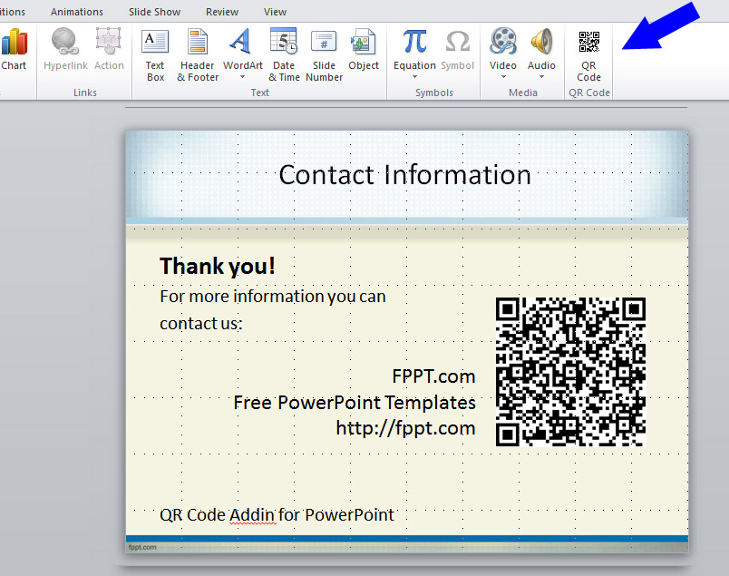 Código QR para PowerPoint Addin