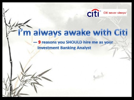 Cubierta PowerPoint para Investment Banking Analyst papel Citi