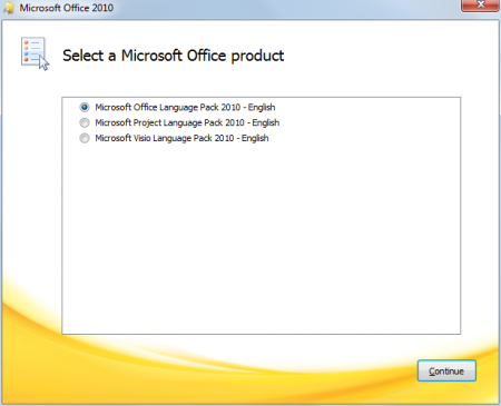 Microsoft Officeの言語パック2010年の英語のインストール