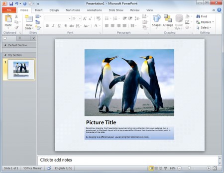 Шаблон PowerPoint пингвин