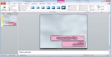 Применение Фотокопия эффект в PowerPoint 2010