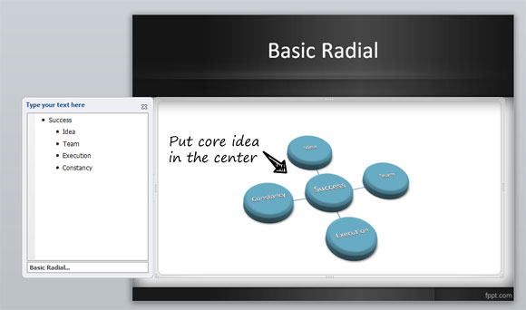 Crear un diagrama básico radial en PowerPoint 2010 usando SmartArt