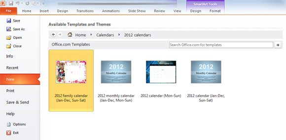 How to create a calendar in PowerPoint 2010