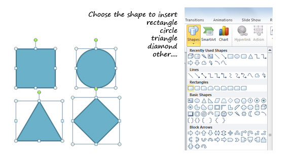 Cara menggambar bentuk geometri dasar dalam PowerPoint 2010