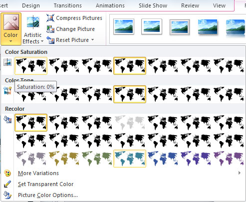 Comment faire pour modifier l'image couleur dans PowerPoint 2010
