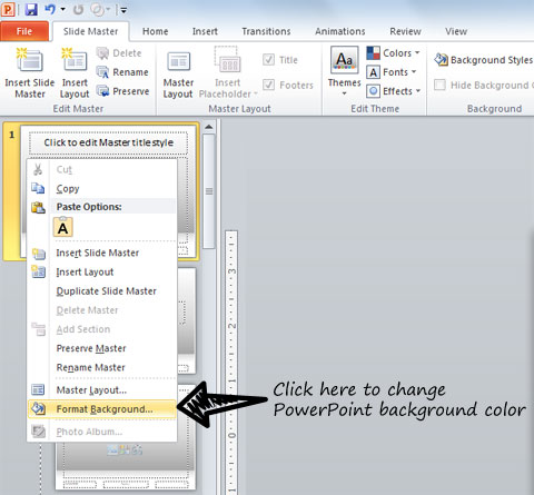 Comment faire pour modifier la couleur de fond dans PowerPoint 2010