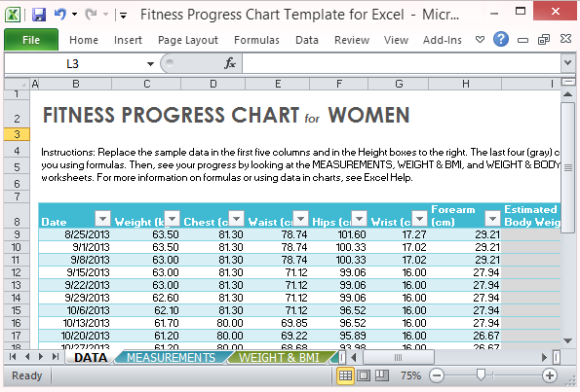 Fitness Fortschritt Diagrammvorlage F r Excel