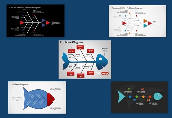 șablon Diagrama Fishbone pentru PowerPoint