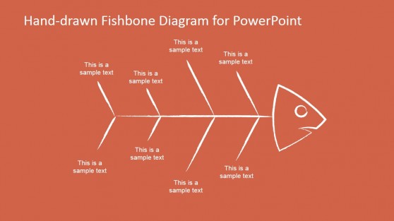 Digambar tangan fishbone diagram template untuk PowerPoint