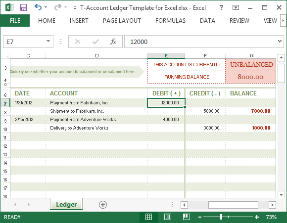 Ledger modèle de compte pour Excel