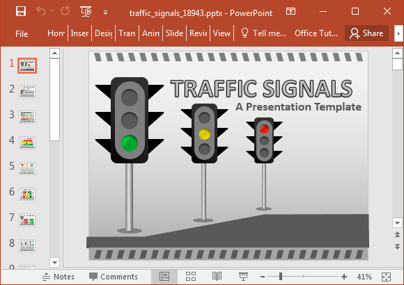 Trafic d'animation Signaux PowerPoint Template