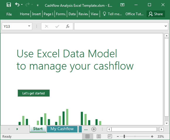 análise de fluxo de caixa Excel 2016 modelo