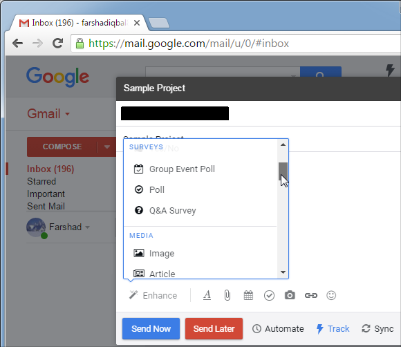 realizează sondaje utilizând Gmail
