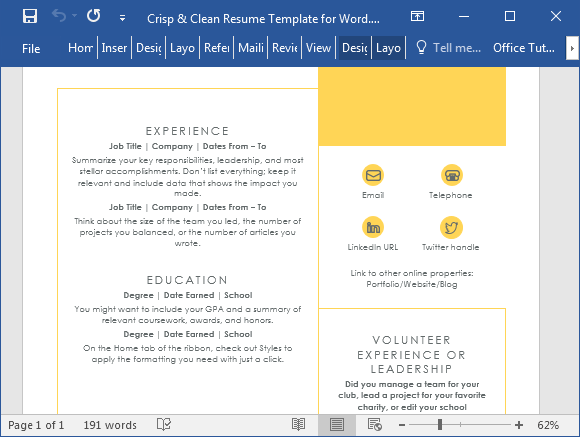 Melanjutkan template untuk Microsoft Word 2016