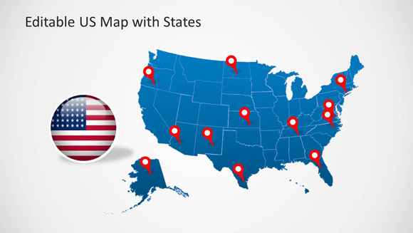 PowerPoint的美國地圖模板