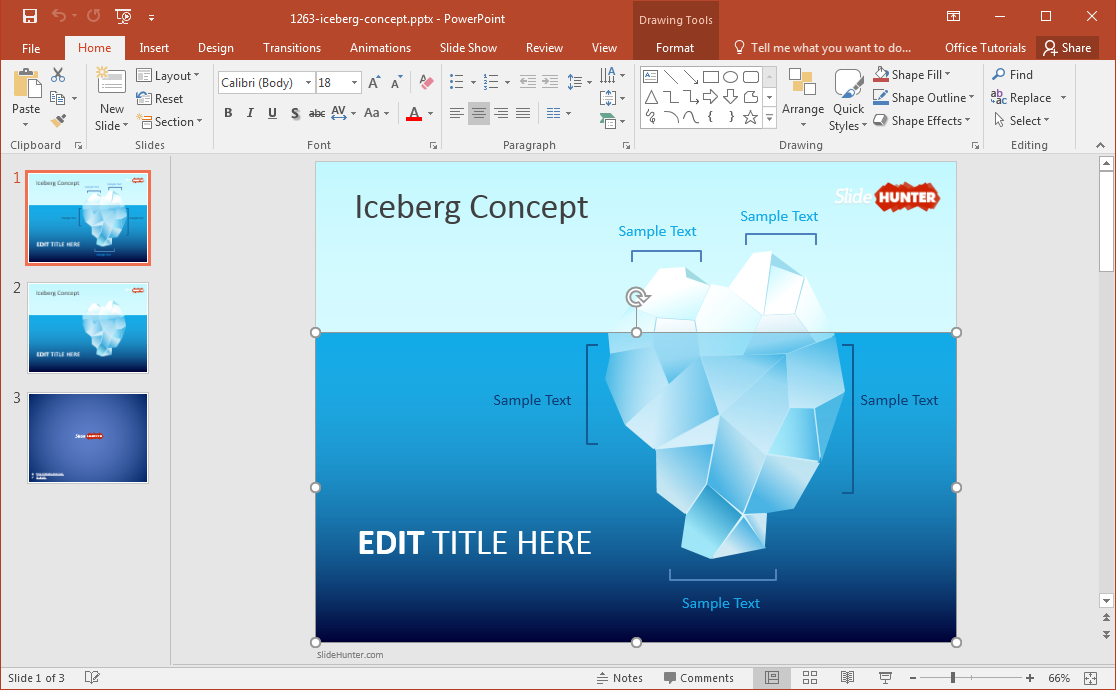Punta del modello Iceberg di PowerPoint