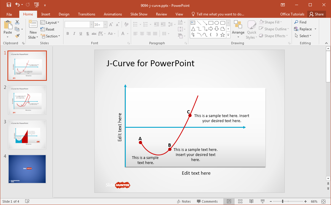免費-J-曲線的PowerPoint模板