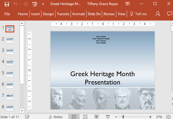 希腊传统月的PowerPoint模板