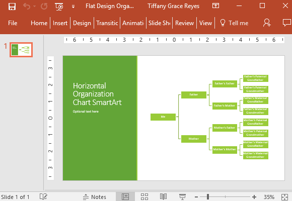 PowerPoint için düz tasarım organizasyon şeması