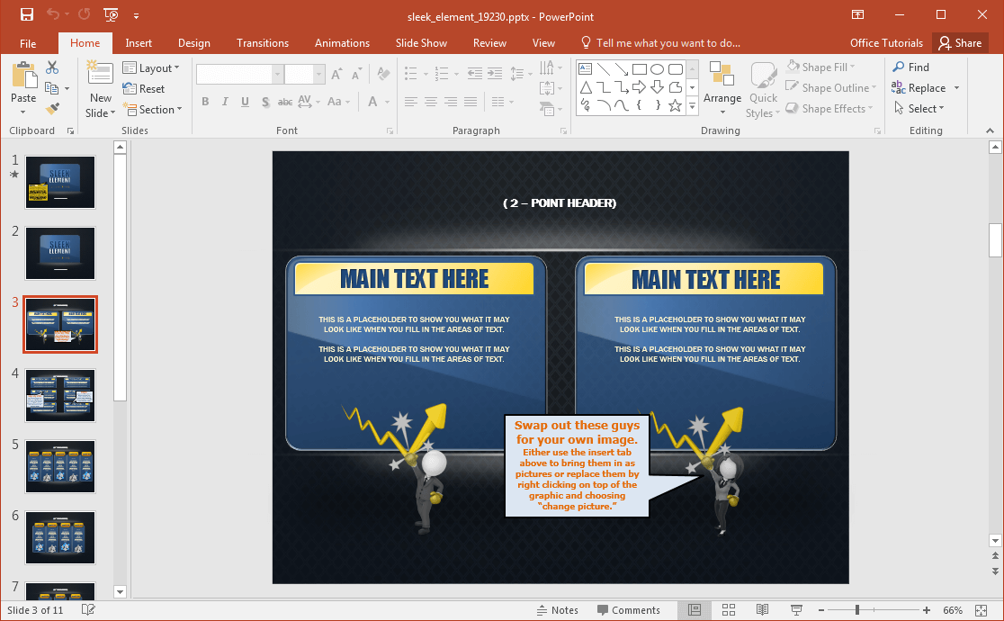 De dois pontos de comparação de-slide