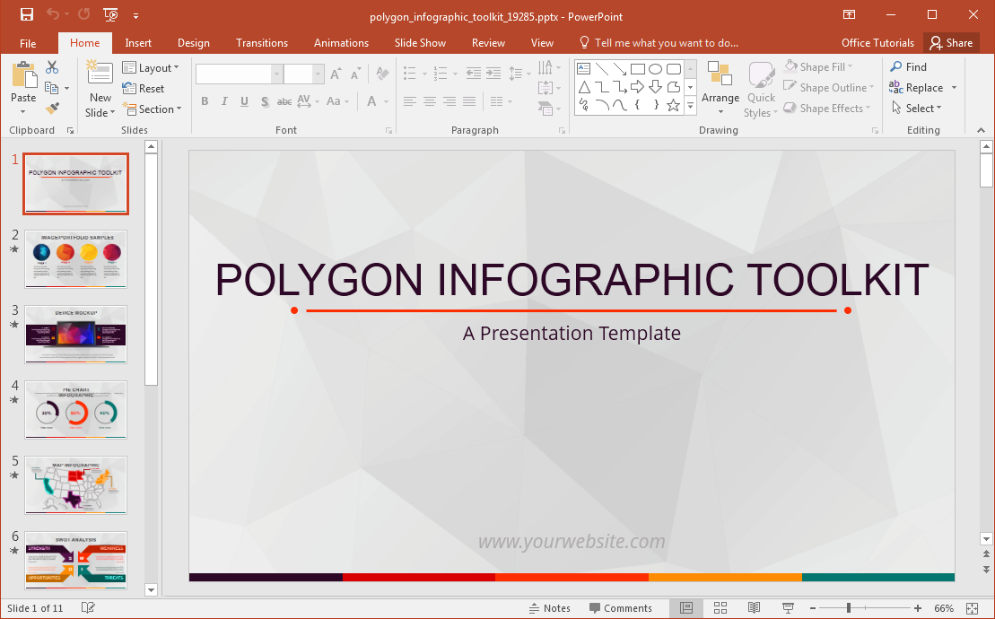 Анимированные Polygon инфографики Шаблон для PowerPoint