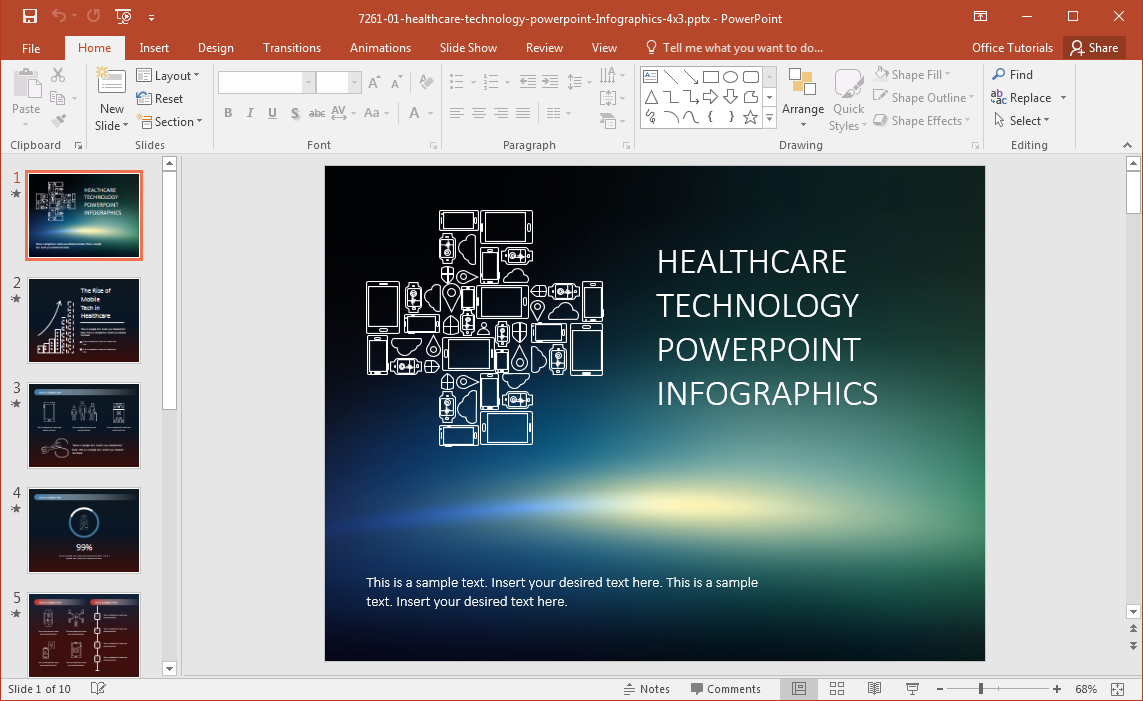 cuidado de la salud-tecnología-powerpoint-infografía