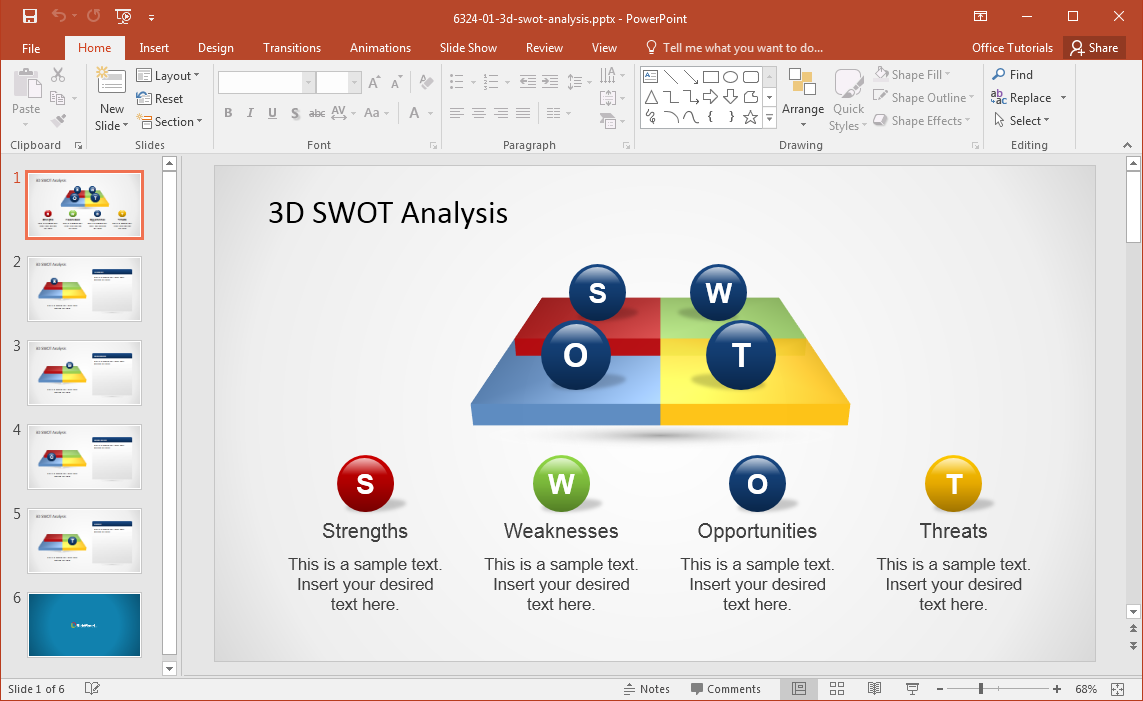 3D-SWOT 분석 - 파워 포인트 템플릿