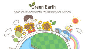 Yeşil Dünya Karikatür PowerPoint Şablonları