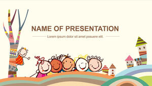 Modelo de PowerPoint de crianças felizes para educação