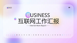Fashion Purple Gradual Change iOS Style Internet Industry Work Report PPT Template