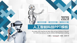 Modelo de PPT de tema de inteligência artificial para fundo de robô