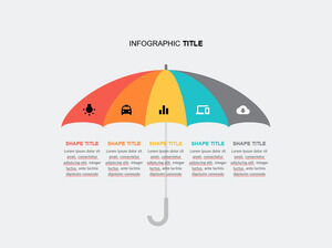 Modelos de PowerPoint-guarda-chuva coloridos