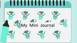 Jurnal Mini Saya, buku catatan digital, dan latar belakang Jamboard.
