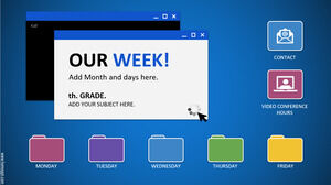Um planejador semanal para aulas on-line no estilo de um sistema operacional.