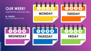 Planificator săptămânal pentru lecții online bazat pe Google Slides sau PowerPoint.