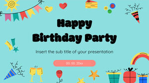 Happy Birthday Party Kostenlose Präsentationsvorlage – Google Slides-Design und PowerPoint-Vorlage