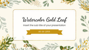 Modèle de présentation gratuit de feuille d'or aquarelle - Thème Google Slides et modèle PowerPoint