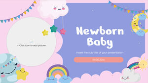Design de apresentação de bebê recém-nascido para o tema do Google Slides e modelo do PowerPoint