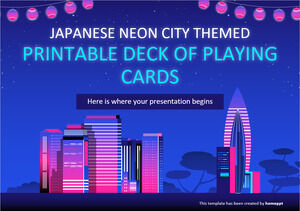 Mazzo di carte da gioco stampabile a tema giapponese Neon City