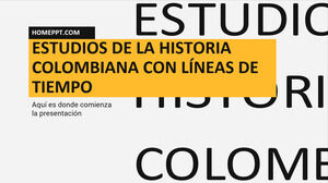 Tema de estudos principais de história colombiana com linhas do tempo