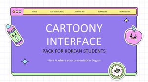 Pacote de interface de desenho animado para estudantes coreanos