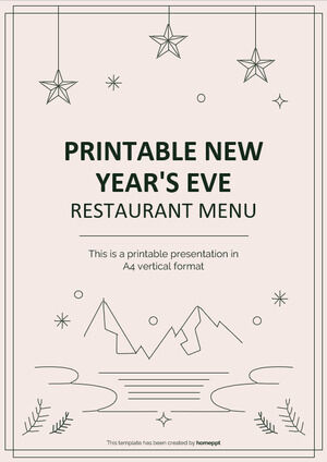 可打印的新年前夜餐厅菜单