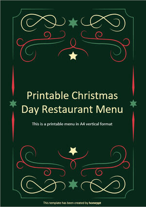 인쇄 가능한 크리스마스 레스토랑 메뉴