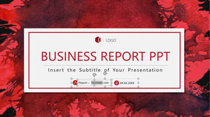 Modelos de PowerPoint de relatório de negócios de tinta vermelha