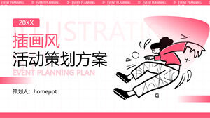 Șablon general ppt de planificare de marketing în stil ilustrație roz