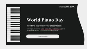 Desain Latar Belakang Presentasi Gratis Hari Piano Sedunia untuk tema dan Templat PowerPoint Google Slides