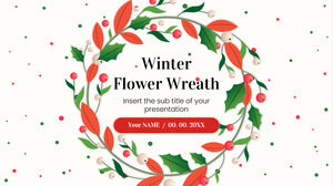 Projekt tła prezentacji zimowego wieńca kwiatowego – darmowy motyw Google Slides i szablon PowerPoint