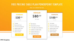橙色定价表计划的免费 Powerpoint 模板