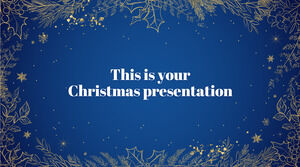 金色的圣诞节。 免费的 PowerPoint 模板和 Google 幻灯片主题
