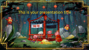 中国新年（猪）。 免费的 PowerPoint 模板和 Google 幻灯片主题